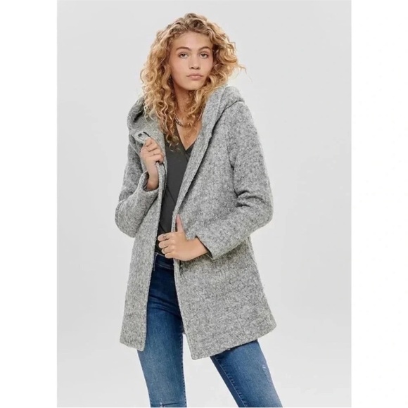 Size S Only Onlsedona Boiled Wool Grey Winter Jacket Coat - Picture 1 of 11